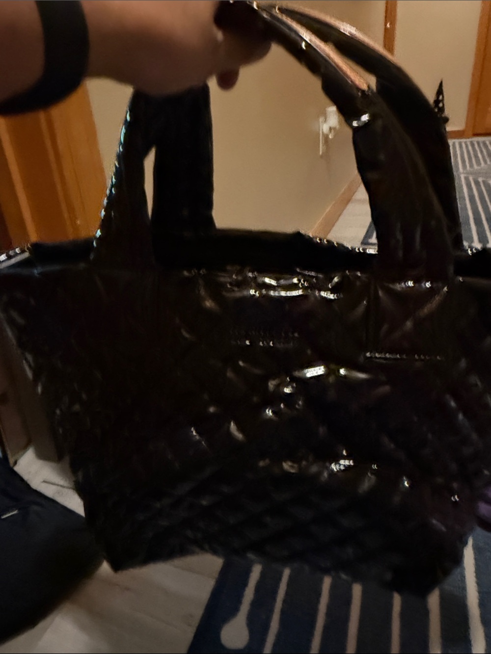 MZ Wallace Quilted Patent Tote - Black